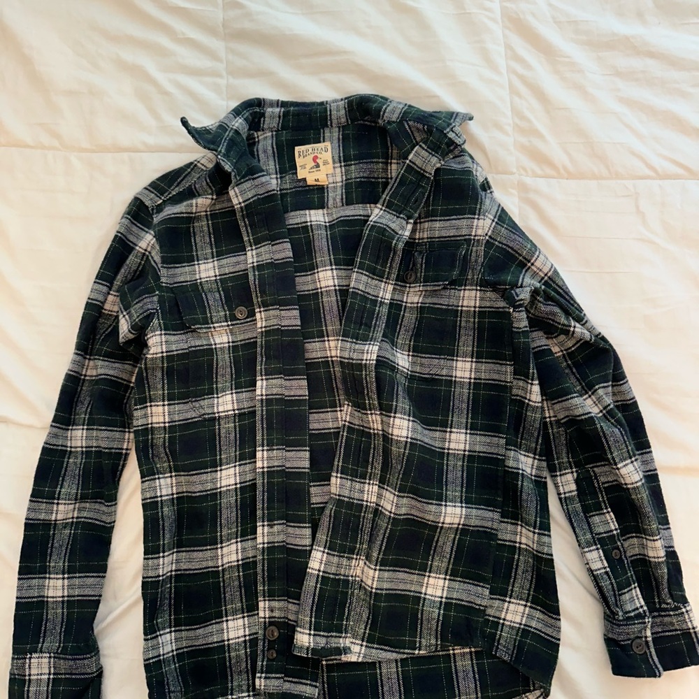RedHead Green and White Plaid Flannel Shirt